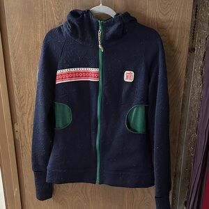 Navy Hoodie with Green Accents